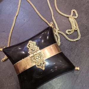 Vintage Art Deco Style Brass & Horn Pillow Evening Bag/Clutch Purse